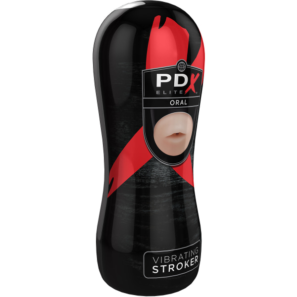 Pipedream PDX Elite: Vibrating Stroker, Oral Ljus hudfärg, Svart