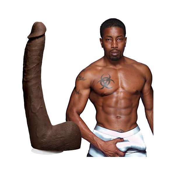 Signature Cocks: Isiah Maxwell, Realistic Ultraskyn Dildo, 26 cm Mörk hudfärg