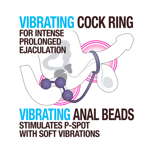 Anal Adventures: Anal Bead with Vibrating C-Ring Svart