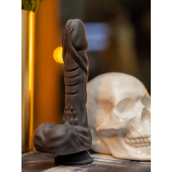 Naked Addiction: Rotating & Thrusting Vibrating Dong, 23 cm Svart