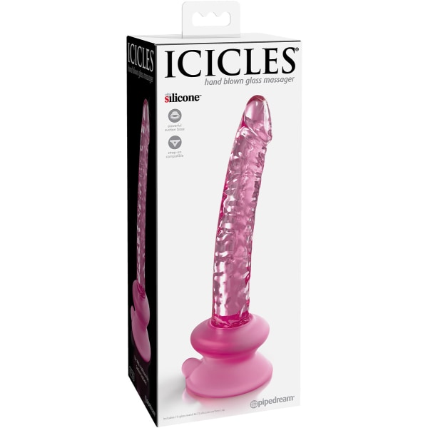 Icicles: No. 86 Glassdildo with Suction Cup, pink Rosa