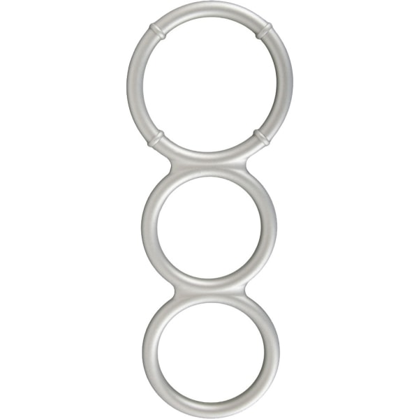 You2Toys: Metallic Silicone Triple Cock and Ball Ring Silver