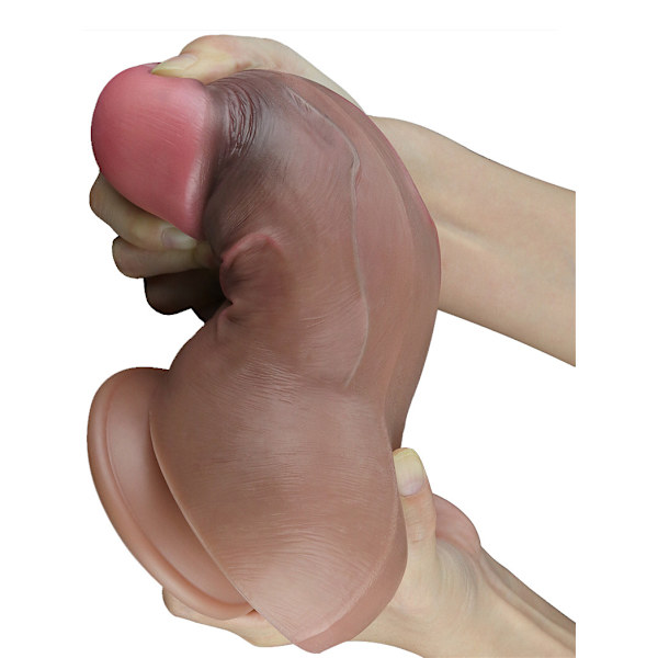 LoveToy: Dual-Layered Silicone Cock, 18 cm, mörk Mörk hudfärg