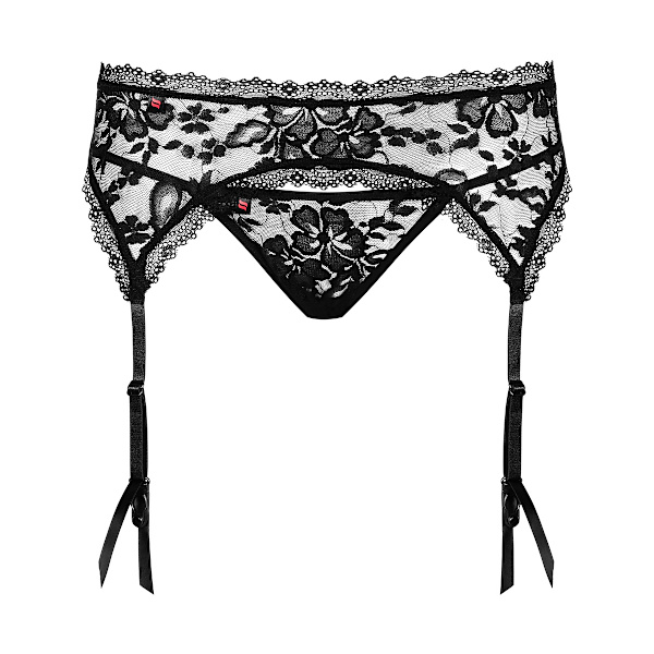 Obsessive: Catia, Garter Belt & Thong, svart Svart S/M