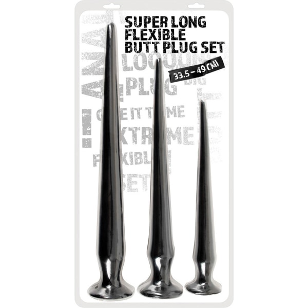 You2Toys: Super Long Flexible Butt Plug Set Svart