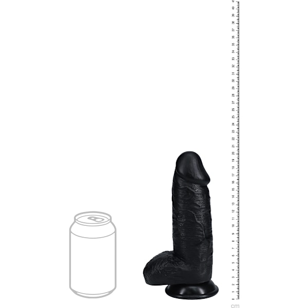 RealRock: Extra Thick Realistic Dildo, 20 cm Svart