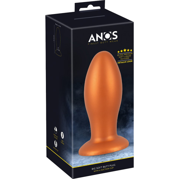 Anos: Big Soft Butt Plug with Suction Cup, 16 cm Orange 3ff8 | Orange |  Silikon | Fyndiq