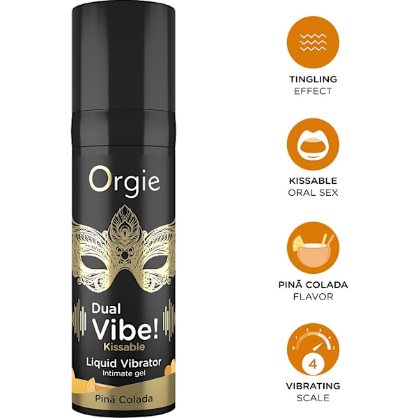 Orgie: Dual Vibe! Liquid Vibrator Gel, Pina Colada, 15 ml Transparent