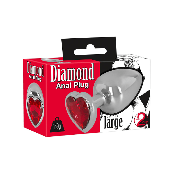 You2Toys: Diamond Anal Plug Röd, Silver Large