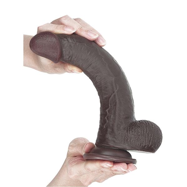 LoveToy: Sliding-Skin Dildo Mörk hudfärg 23 cm