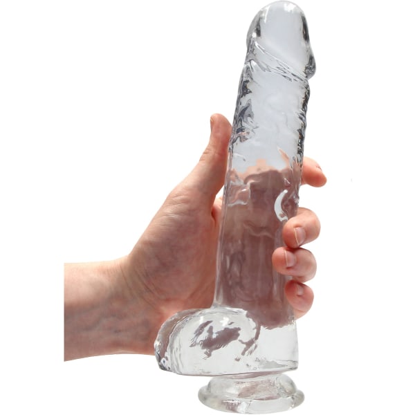 RealRock: Crystal Clear Realistic Dildo, Transparent 22 cm