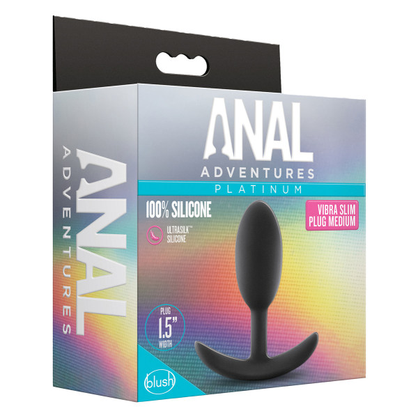 Anal Adventures: Vibra Slim Plug, medium Svart