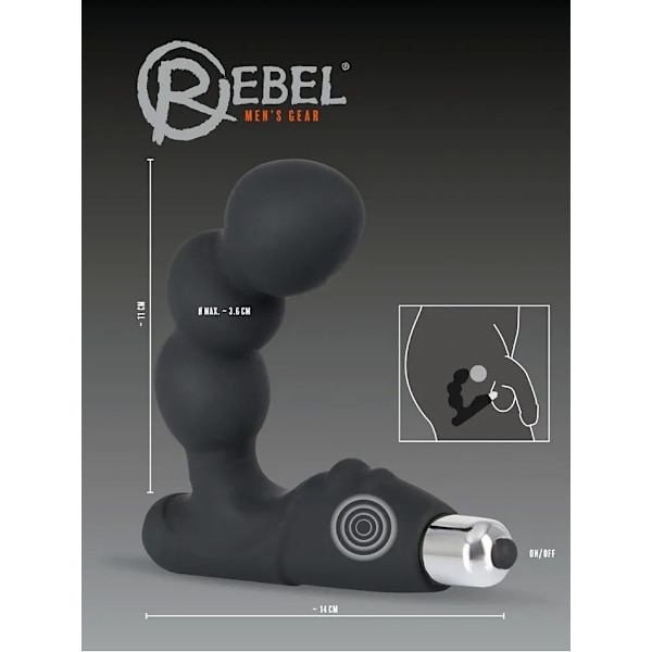 Rebel: Bead-Shaped Prostate Stimulator Silver, Svart