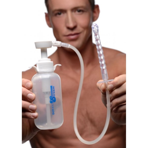 CleanStream: Pump Action Enema Bottle with Nozzle Transparent, Vit