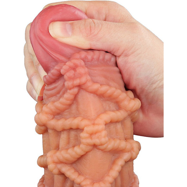 LoveToy: Dual-layered Silicone Cock with Rope, 24.5 cm Ljus hudfärg, Mörk hudfärg