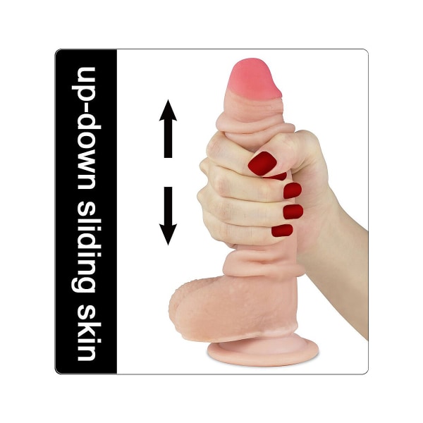 LoveToy: Glidande-Hud Dildo Ljus hudfärg 17,5 cm