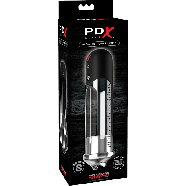 Pipedream PDX Elite: Blowjob Power Pump Svart, Transparent