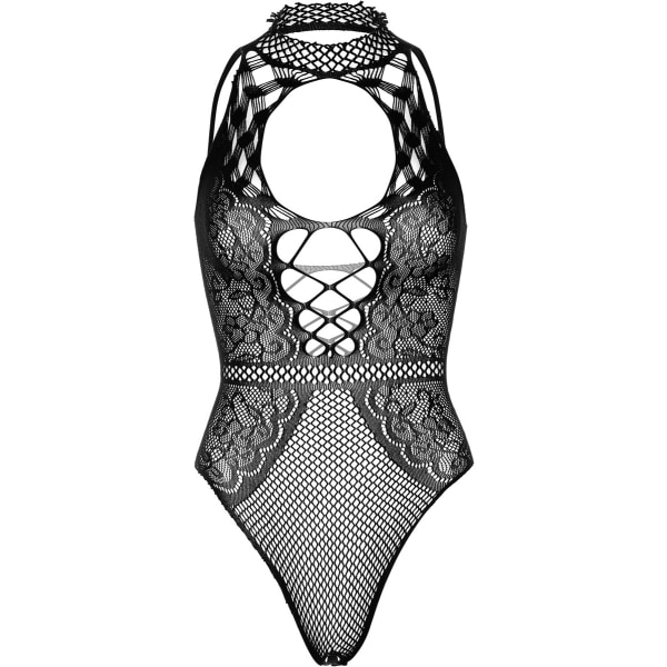 Leg Avenue: Net and Lace Keyhole Bodysuit, One Size Svart one size