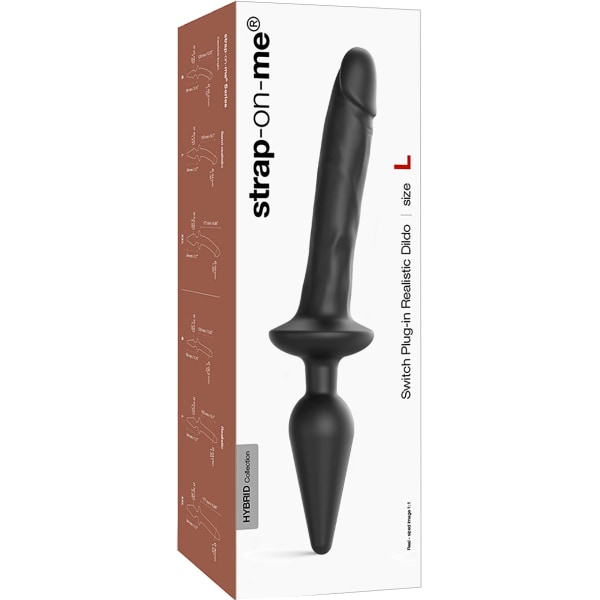 Strap-On-Me: Switch Plug-In Realistic Dildo, L Svart
