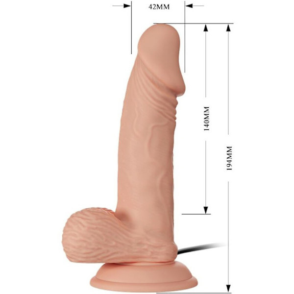 Beautiful Zebulon: Glide & Slide-Skin Vibrating Dildo, 19 cm Ljus hudfärg