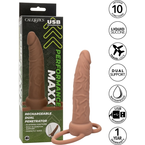 Performance Maxx: Rechargeable Dual Penetrator Mörk hudfärg