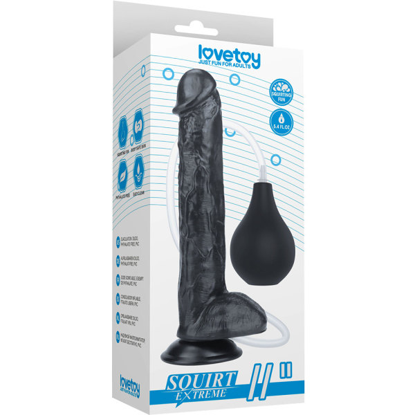 LoveToy: Squirt Extreme Dildo, 28 cm, black Svart
