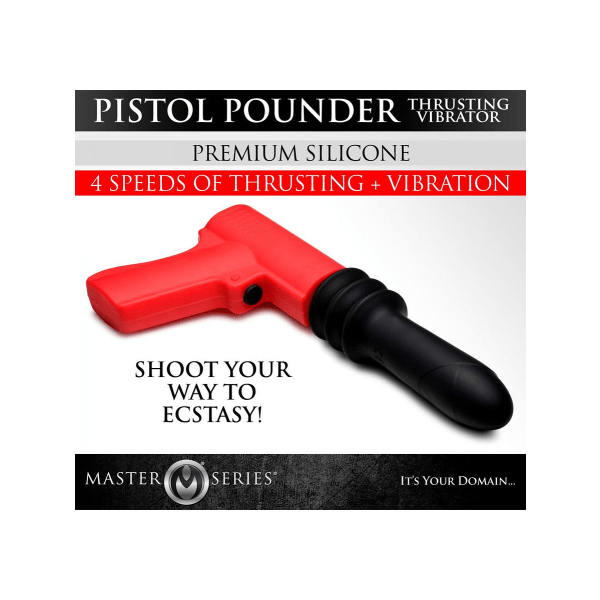 XR Brands: Pistol Pounder, Thrusting Vibrator Röd, Svart