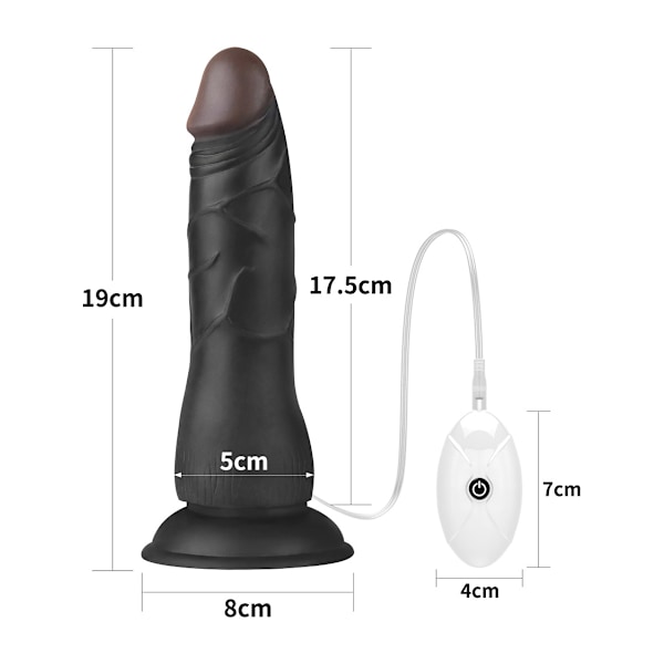 LoveToy: Vibrating Easy StrapOn Set, 19 cm Mörk hudfärg, Svart