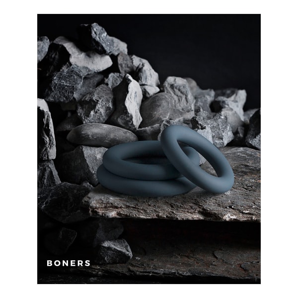 Boners: Cock Ring Set, 3-piece Grå
