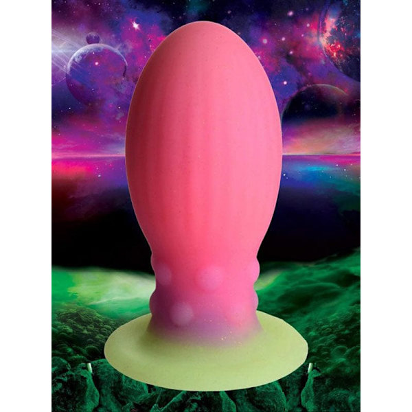 Creature Cocks: Xeno Egg, Glow in the Dark Silicone Large Egg Grön, Lila, Rosa, Självlysande