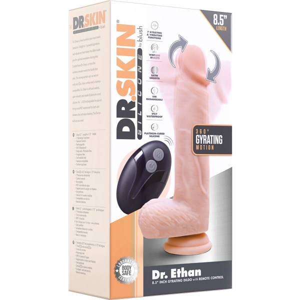 Dr. Skin Silicone: Dr. Ethan Gyrating Dildo, 22 cm Ljus hudfärg