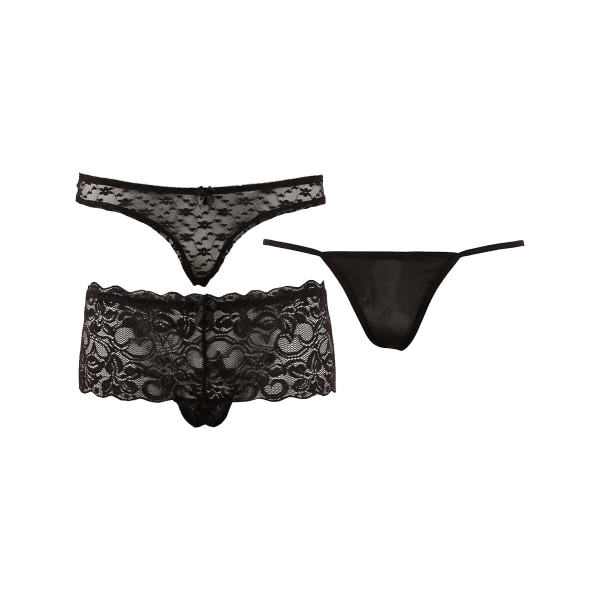 Cottelli Lingerie: Set with Panties, 3-pack, Medium Svart M