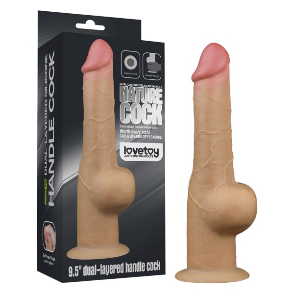LoveToy: Dual-Layered Silicone Handle Cock Ljus hudfärg 25 cm