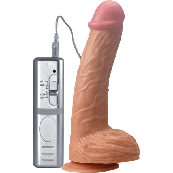 LoveToy: Real Extreme Extra Girth Dildo Vibrator, 22 cm Ljus hudfärg