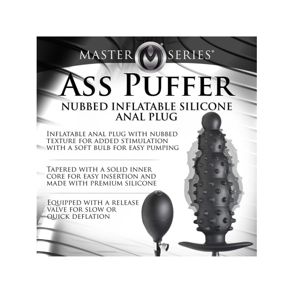 XR Master Series: Ass Puffer, Nubbed Inflatable Anal Plug Svart