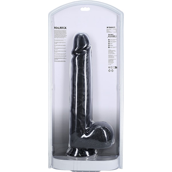 RealRock: Extra Long Realistic Dildo, 35.5 cm Svart