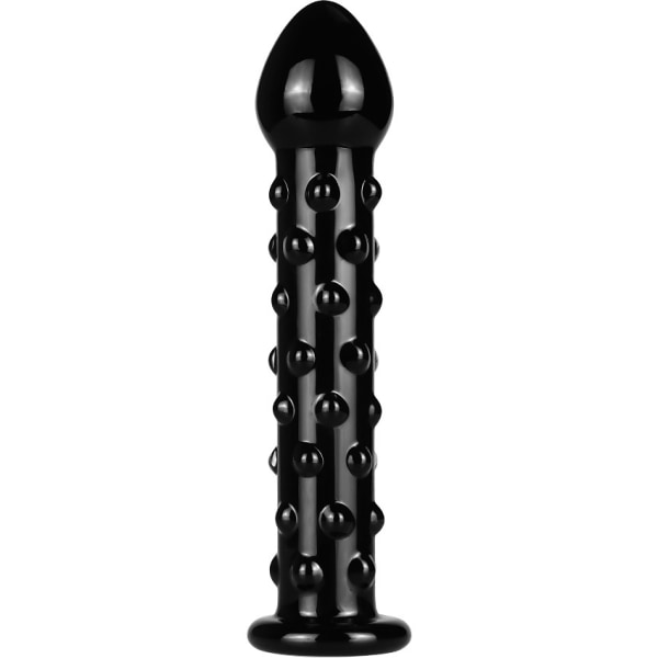 LoveToy: Glass Romance Dotted Dildo, svart Svart