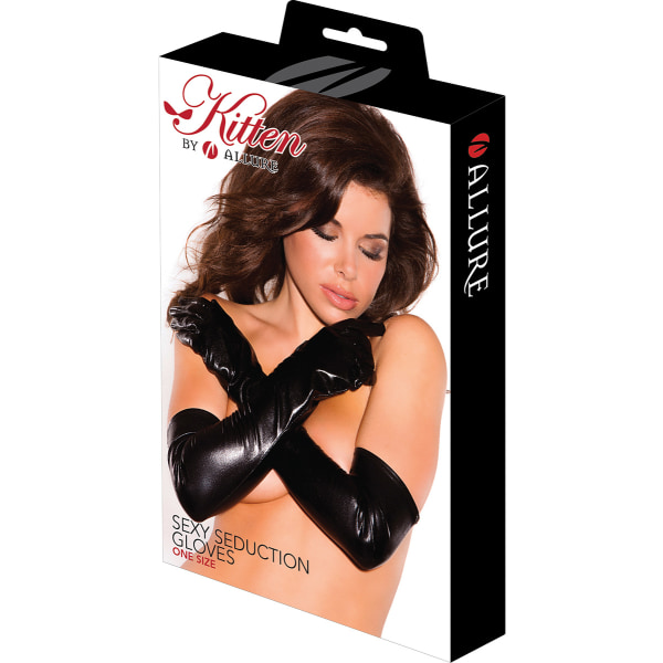 Allure Kitten: Sexy Seduction Gloves, svart Svart one size
