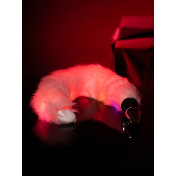 Ouch!: Light-up Fox Tail with Metal Butt Plug Rosa, Silver