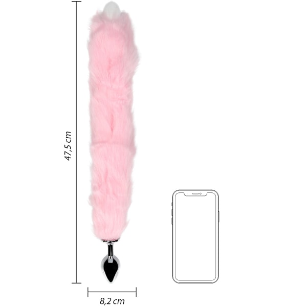 Ouch!: Light-up Fox Tail with Metal Butt Plug Rosa, Silver