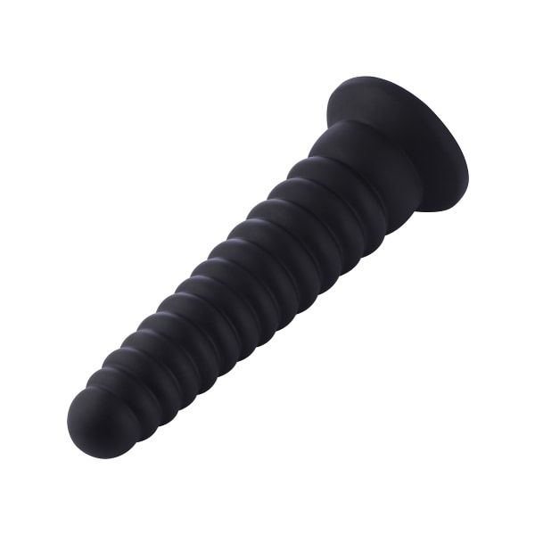 Hismith: KlicLok Ribbed Silicone Anal Dildo, 25 cm Svart