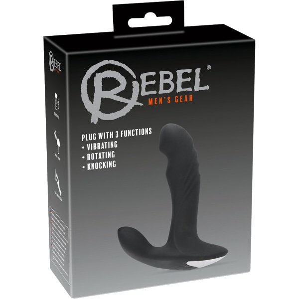 Rebel: Vibrating, Rotating & Knocking Plug Svart