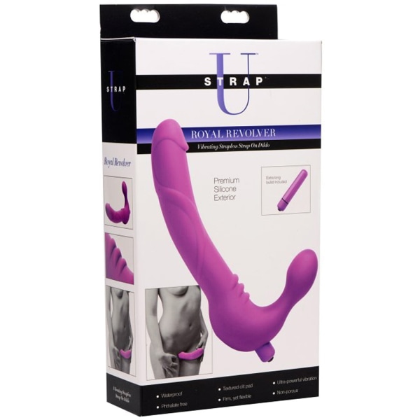 Strap U: Royal Revolver, Vibrerende Strapless Strap On Dildo Lila