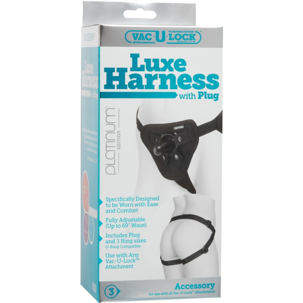 Doc Johnson: Vac-U-Lock, Luxe Harness with Plug, Platinum Edi... Svart