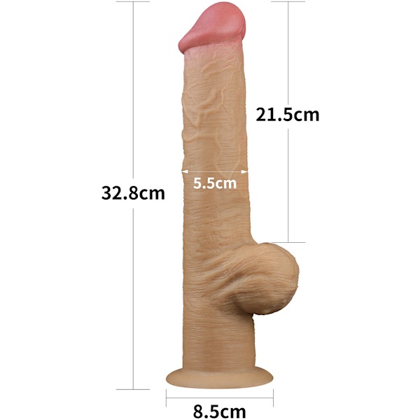 LoveToy: Dual-Layered Silicone Handle Cock Ljus hudfärg 33 cm