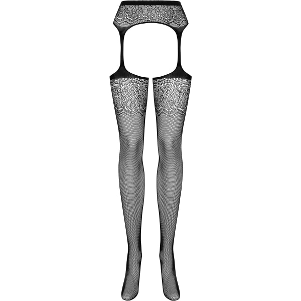 Obsessive: S207 Garter Stockings, black, XL/XXL Svart XL/XXL