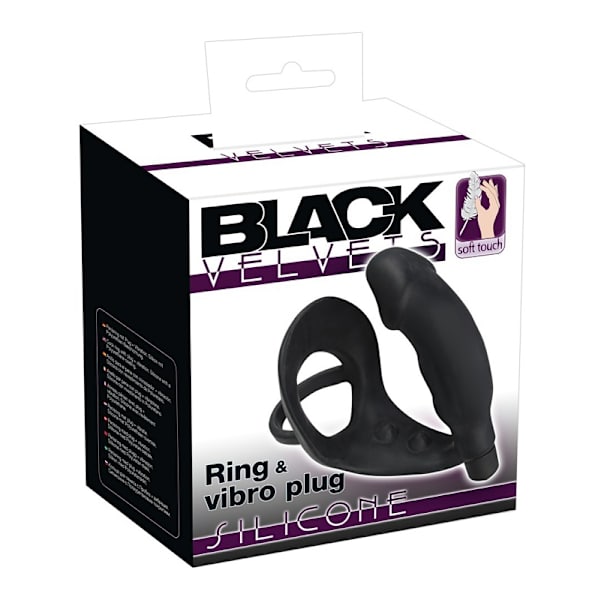 Black Velvets: Ring & Vibro Plug Svart