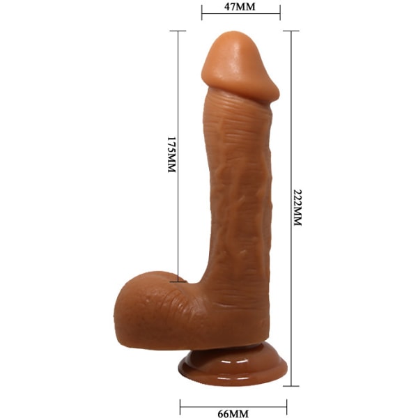 Beautiful Johnson: Realistisk Dildo med Sugpropp, 22 cm, mörk Mörk hudfärg