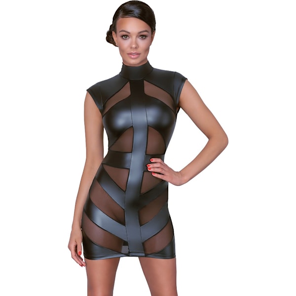 Cottelli Party: Matte Look Dress with Powernet Svart M