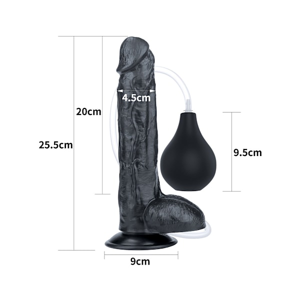 LoveToy: Squirt Extreme Dildo, 26 cm, svart Svart